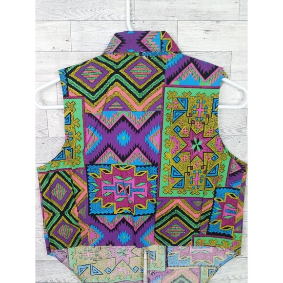 Vintage 80s 90s Miss Kitty Southwestern Aztec Print Tie Up Vest Top Western Sz M - Picture 7 of 10
